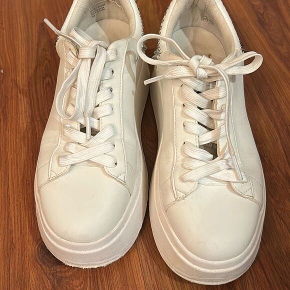 ASH white leather studded platform sneakers size 7 - Picture 3 of 6
